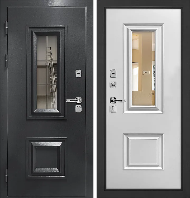 Уличная дверь Протерма 3D стеклопакет  букле графит